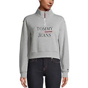 Tommy Jeans Half-Zip Logo Cropped Pullover Large